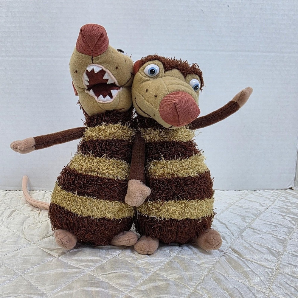 Ice Age Movie Opossum Brothers Crash and Eddie Twins Plush Soft Toy Set